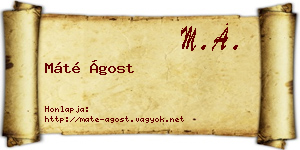 Máté Ágost névjegykártya